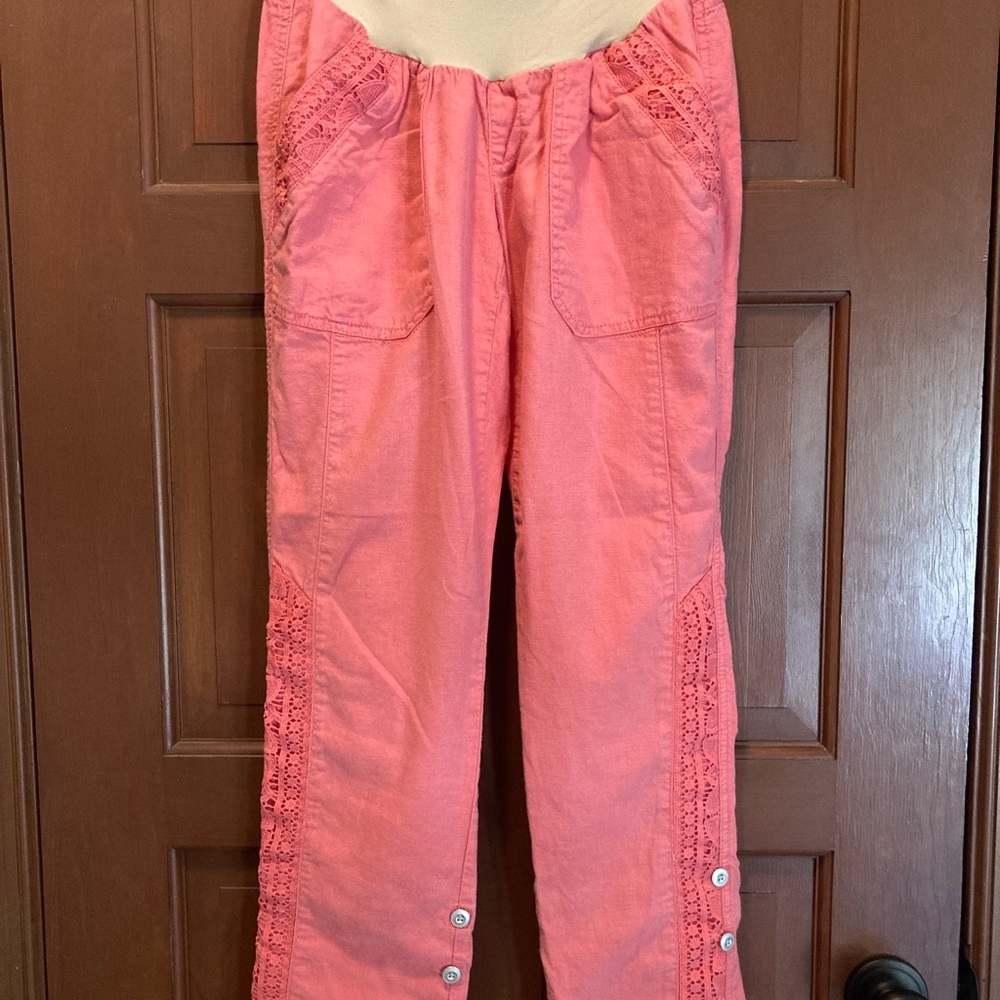 Motherhood Maternity Pink Linen Pants